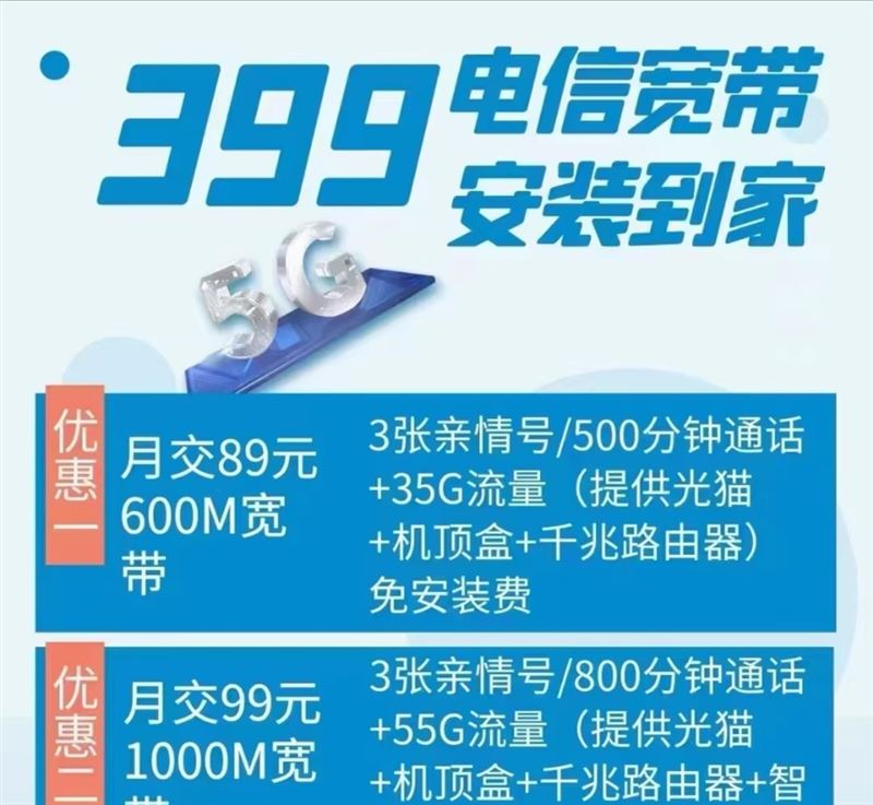 電信寬帶優(yōu)惠來了